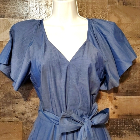 New Parker Adeline A-Line Chambray Dress - Picture 4 of 10